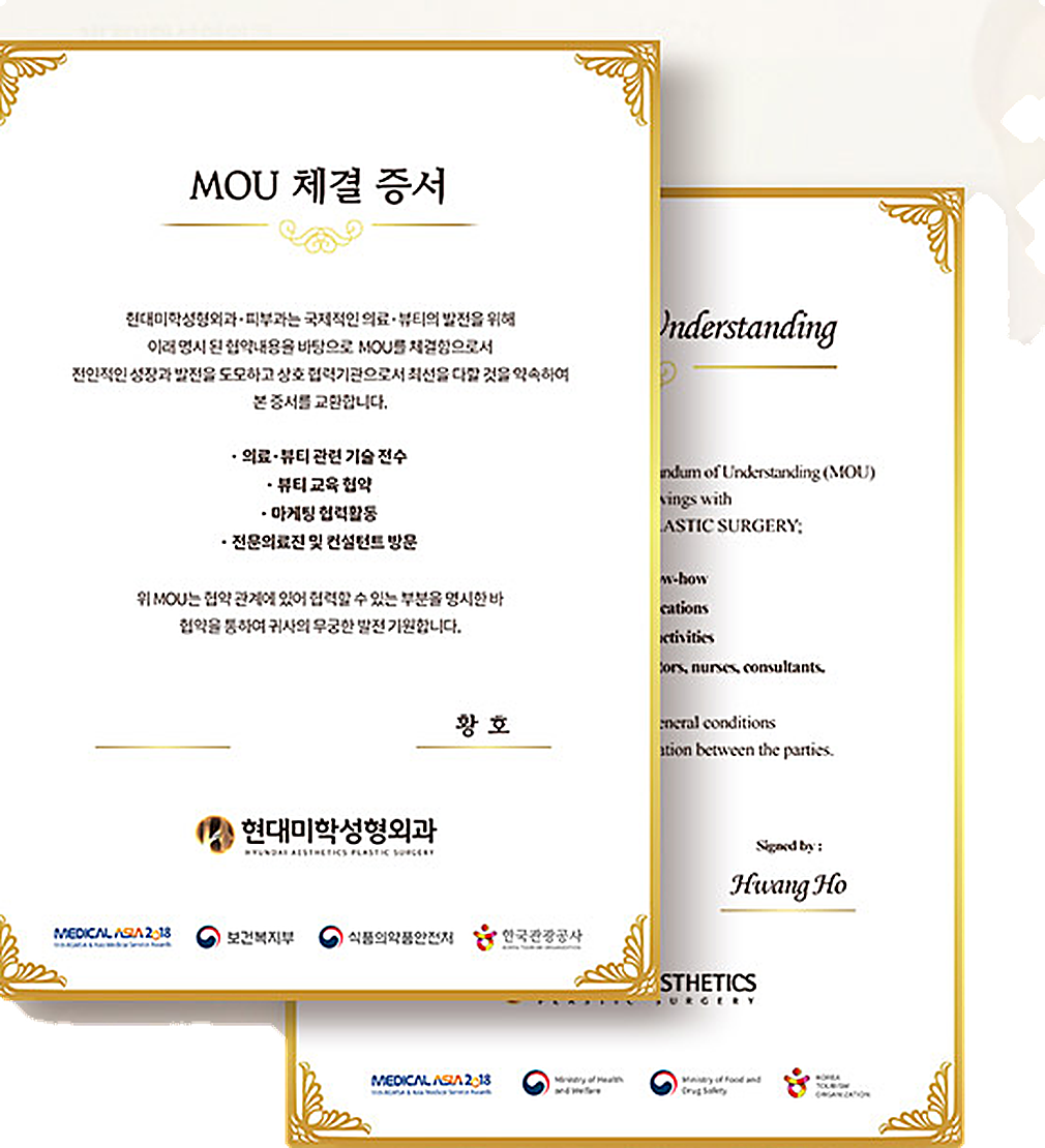 2020 International Medical Beauty MOU certificate